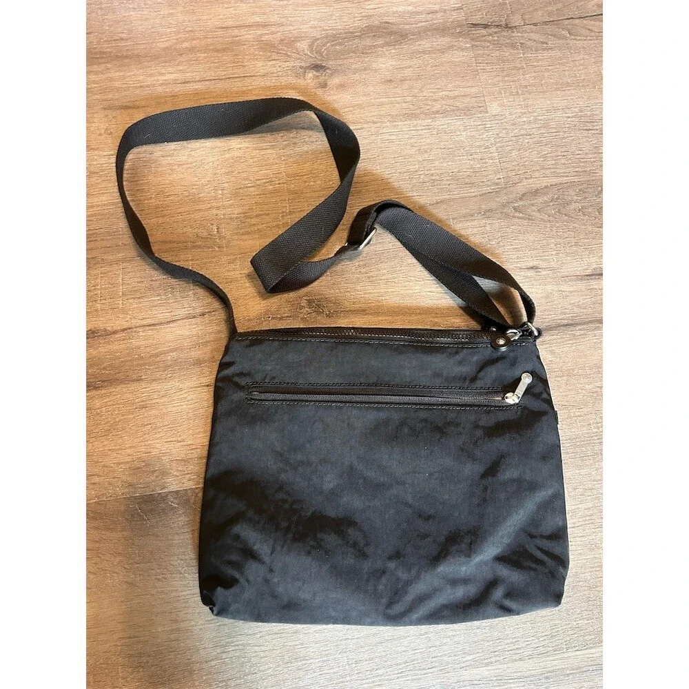Kipling Crossbody Bag Womens Black Adjustable Strap Multi-Zip Pockets